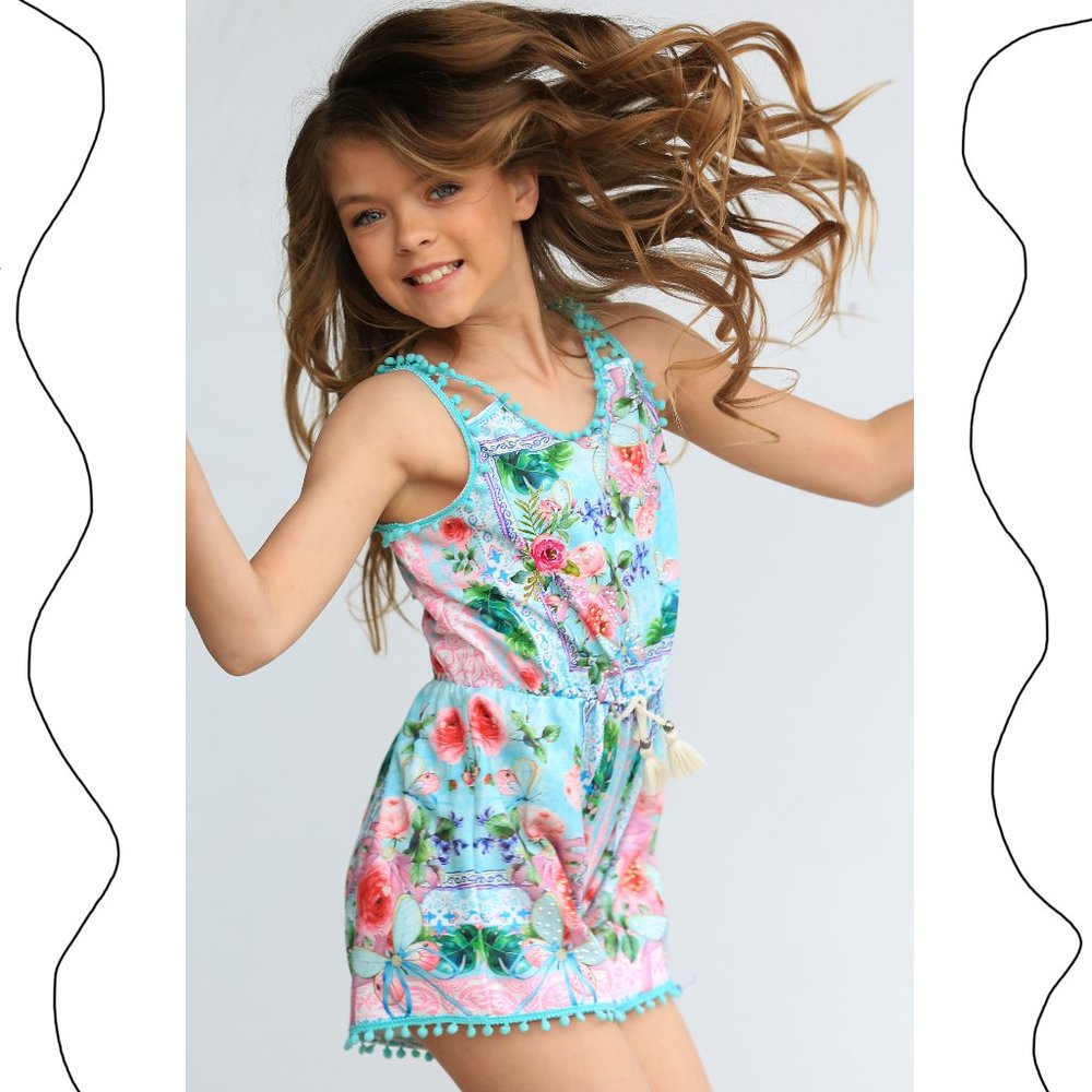 3T/4T NEW Hannah Banana Summer Soft Toddler Girls‎ Romper Super Cute Pom Poms